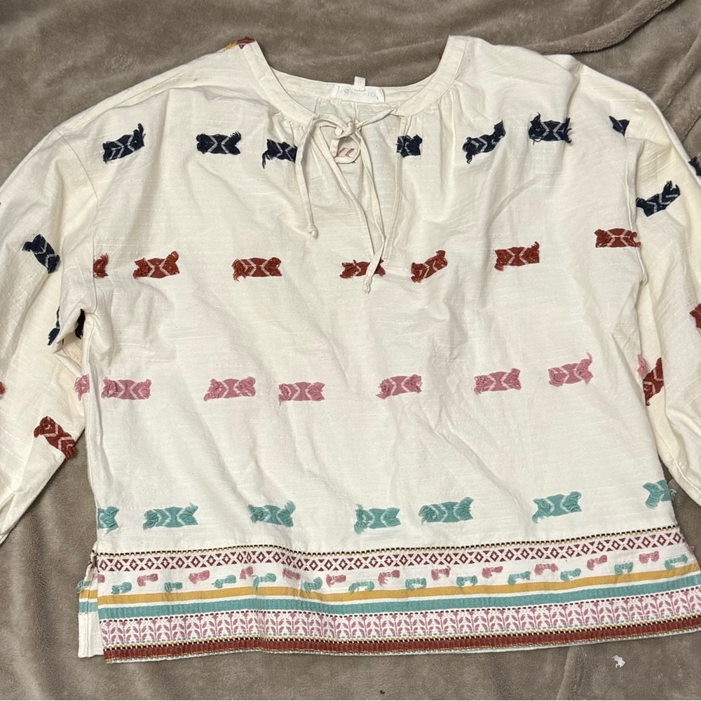 Lou & Grey Cream Blouse with Multicolor Patterns